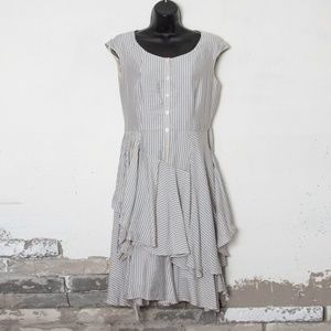 Blue Stripe Ruffled Calvin Klein Dress